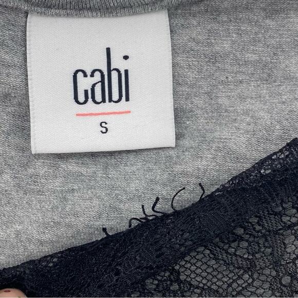 CAbi Gray and Black Lacey Trim Sleeveless Blouse Top - Picture 4 of 5
